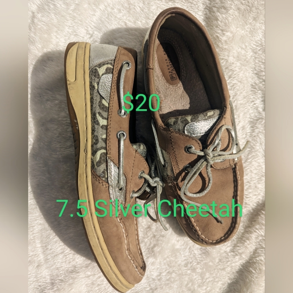 Sperry Silver Cheetah Boat shoes